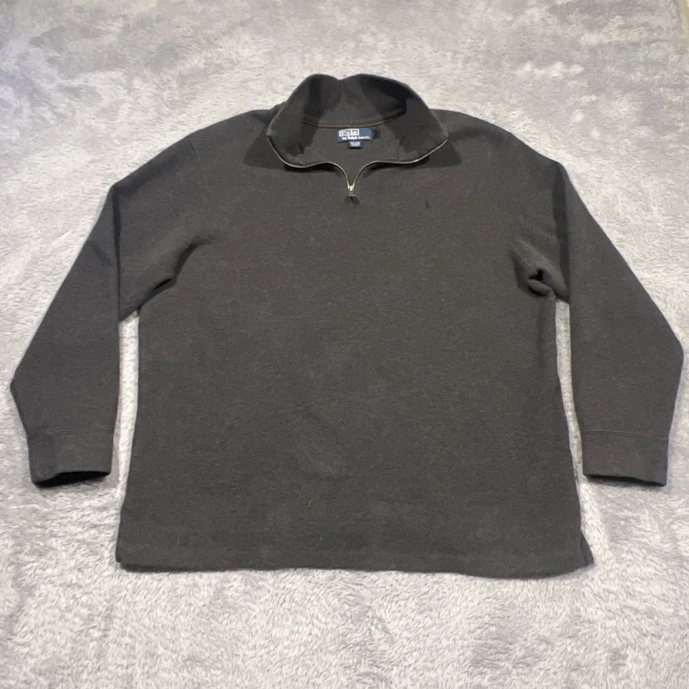 Polo Ralph Lauren 1/4 Zip Pullover Cotton Charcoal Gray Old Money Preppy Men XXL